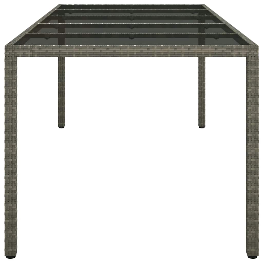 Tavolo Giardino Grigio 250x100x75cm Vetro Temperato Polyrattan