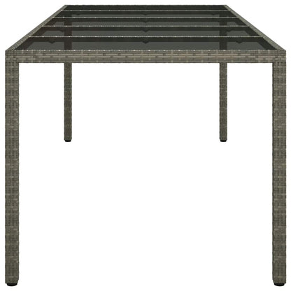Tavolo Giardino Grigio 250x100x75cm Vetro Temperato Polyrattan