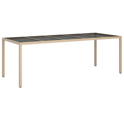 Tavolo Giardino Beige 250x100x75cm Vetro Temperato e Polyrattan