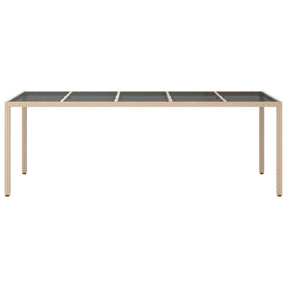 Tavolo Giardino Beige 250x100x75cm Vetro Temperato e Polyrattan