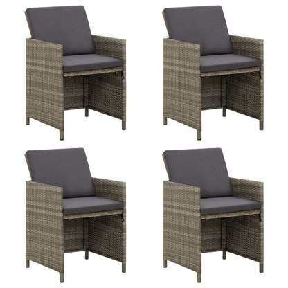 Sedie da Giardino 4 pz con Cuscini in Polyrattan Grigio