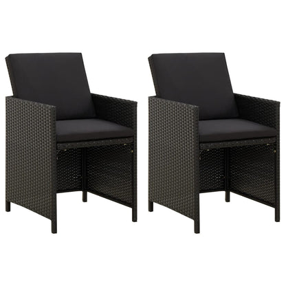 Set Sedie da Giardino con Poggiapiedi 4 pz in Polyrattan Nero