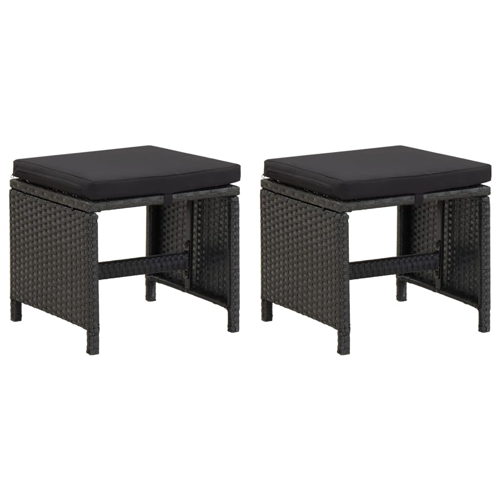 Set Sedie da Giardino con Poggiapiedi 4 pz in Polyrattan Nero