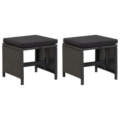 Set Sedie da Giardino con Poggiapiedi 4 pz in Polyrattan Nero