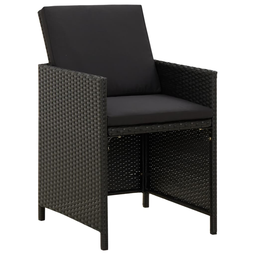 Set Sedie da Giardino con Poggiapiedi 4 pz in Polyrattan Nero