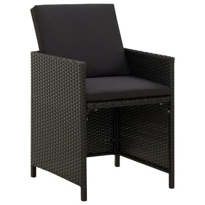 Set Sedie da Giardino con Poggiapiedi 4 pz in Polyrattan Nero