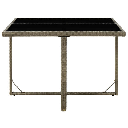 Tavolo da Giardino Grigio 109x107x74 cm in Polyrattan e Vetro