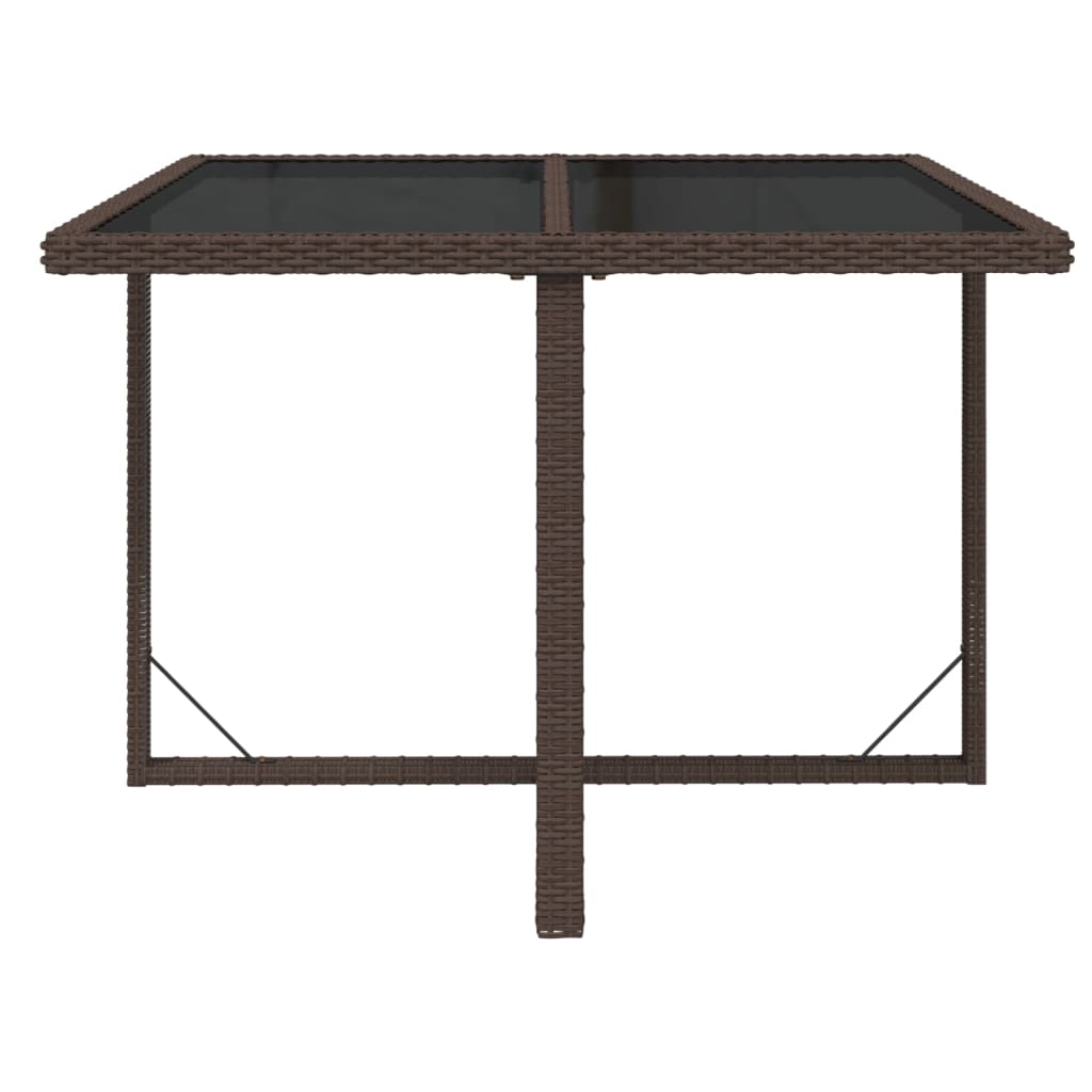 Tavolo da Giardino Marrone 109x107x74 cm in Polyrattan e Vetro