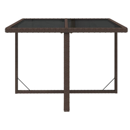 Tavolo da Giardino Marrone 109x107x74 cm in Polyrattan e Vetro