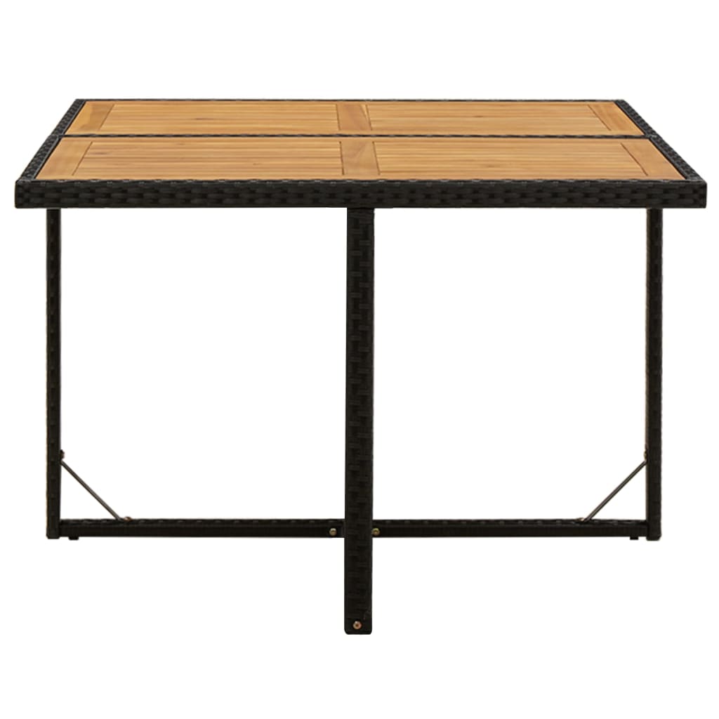 Tavolo Giardino Nero 109x107x74 cm Polyrattan e Massello Acacia