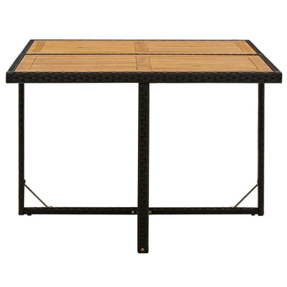 Tavolo Giardino Nero 109x107x74 cm Polyrattan e Massello Acacia