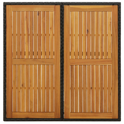 Tavolo Giardino Nero 109x107x74 cm Polyrattan e Massello Acacia