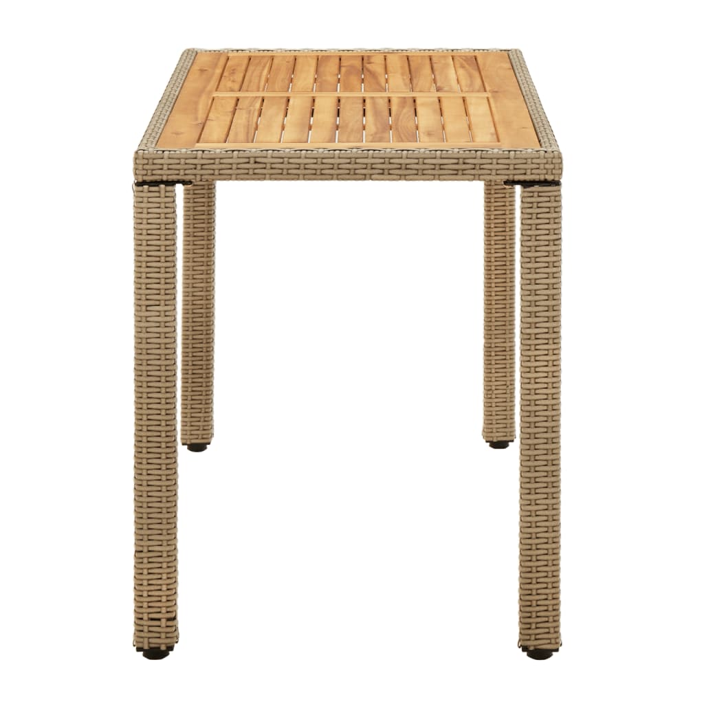 Tavolo Giardino Beige 123x60x74 cm Polyrattan e Massello Acacia