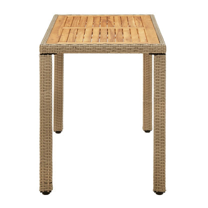 Tavolo Giardino Beige 123x60x74 cm Polyrattan e Massello Acacia