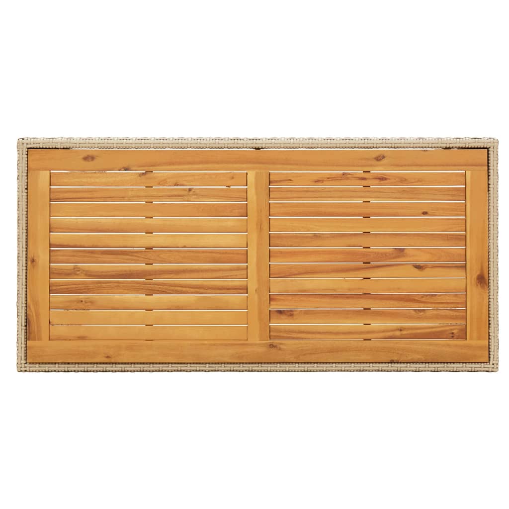 Tavolo Giardino Beige 123x60x74 cm Polyrattan e Massello Acacia