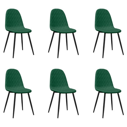 Sedie da Pranzo 6 pz Verde Scuro in Velluto