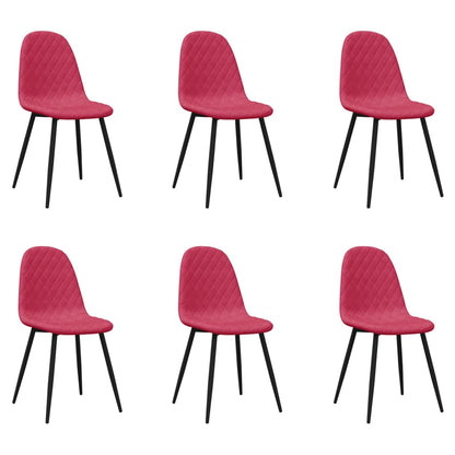Sedie da Pranzo 6 pz Rosso Vino in Velluto