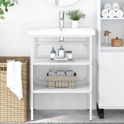 Struttura per Lavabo da Bagno Bianca 59x38x83 cm in Ferro