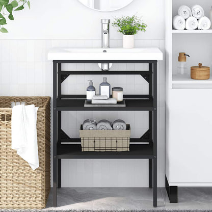 Struttura per Lavabo da Bagno Nera 59x38x83 cm in Ferro
