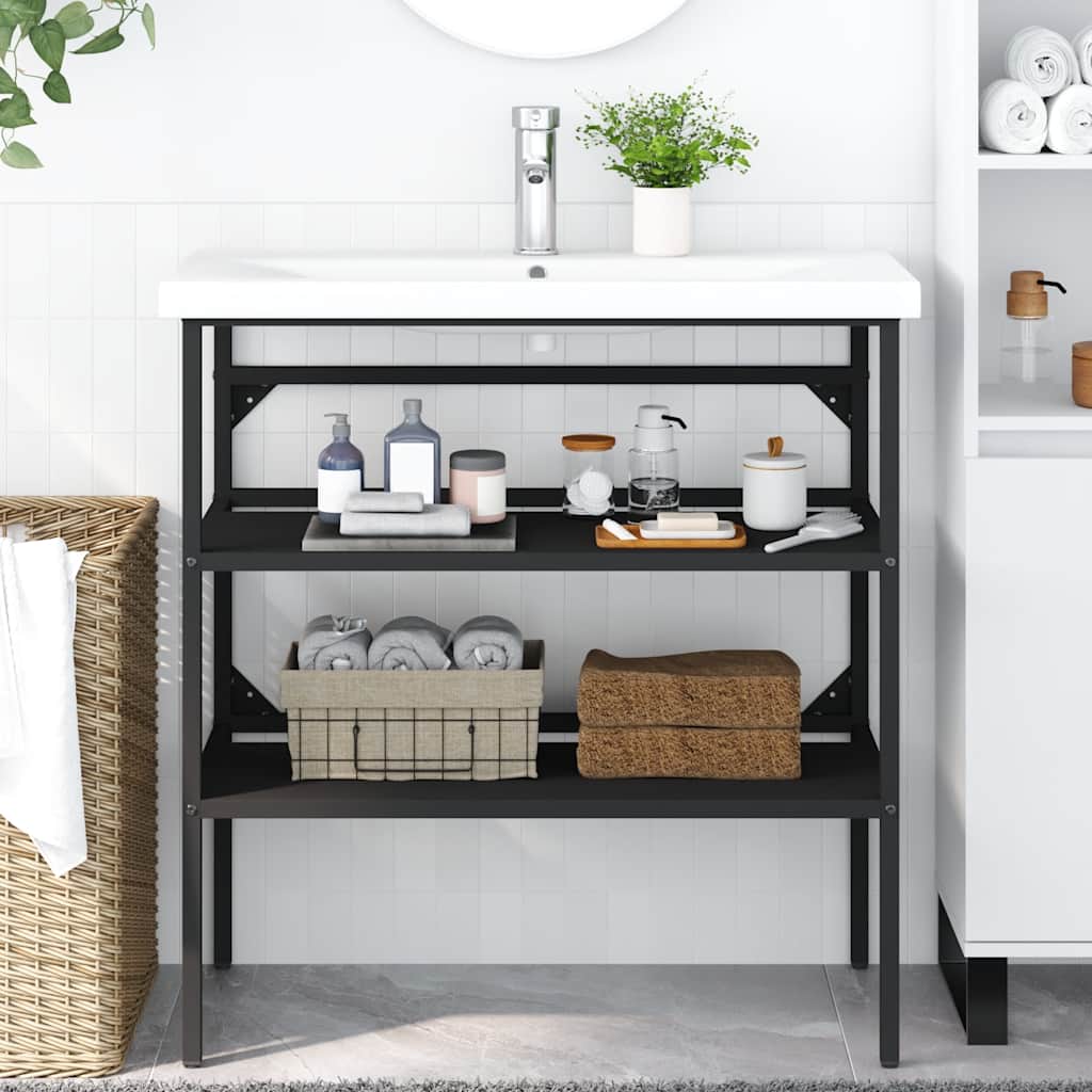 Struttura per Lavabo da Bagno Nera 79x38x83 cm in Ferro