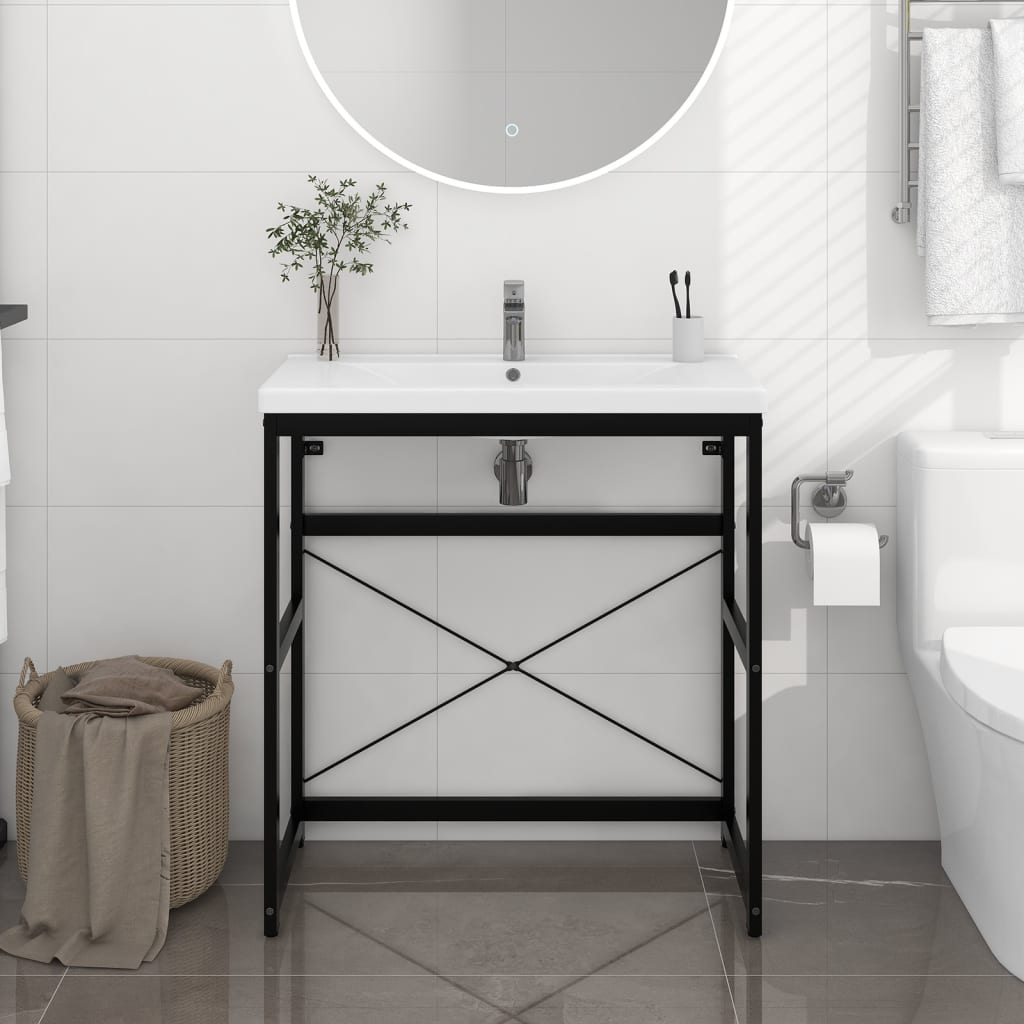 Struttura per Lavabo da Bagno Nera 79x38x83 cm in Ferro