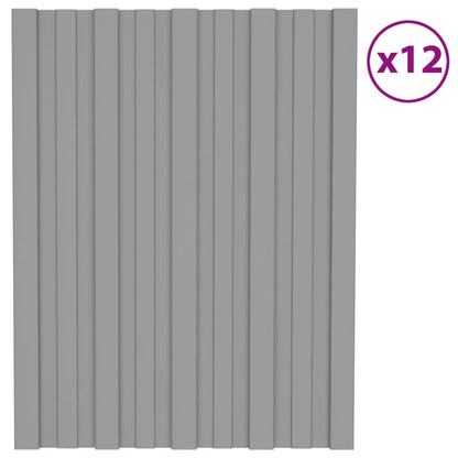 Pannelli da Tetto 12 pz in Acciaio Zincato Grigio 60x45 cm
