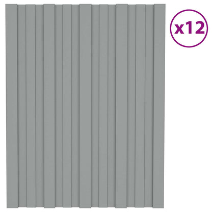 Pannello per tetto 12 pcs Grigio 60 x 45 cm Acciaio zincato