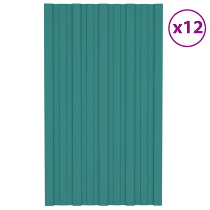 Pannello per tetto 12 pcs Verde 80 x 45 cm Acciaio zincato