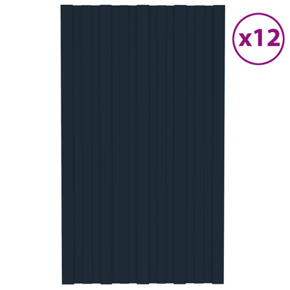 Pannello per tetto 12 pcs Antracite 80 x 45 cm Acciaio zincato