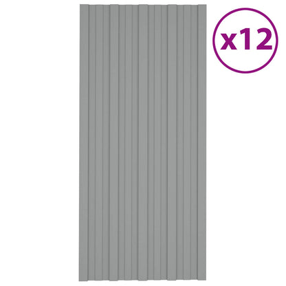 Pannello per tetto 12 pcs Grigio 100 x 45 cm Acciaio zincato