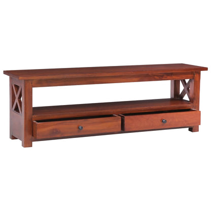 Mobile Porta TV Marrone 115x30x40cm in Legno Massello di Mogano