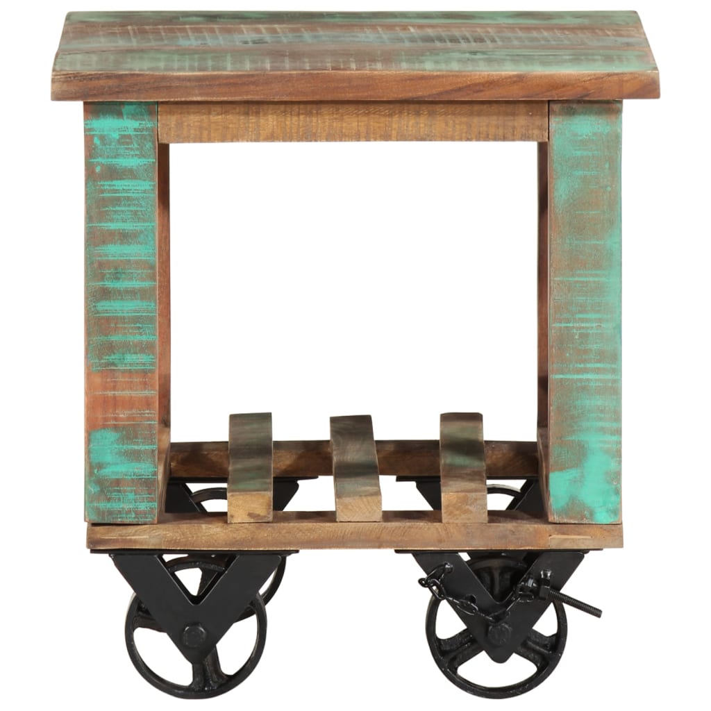 Tavolino con Ruote 40x40x42 cm in Legno Massello di Recupero
