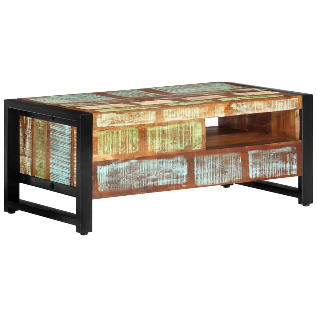 Tavolino da Salotto 100x50x41 cm in Legno Massello di Recupero