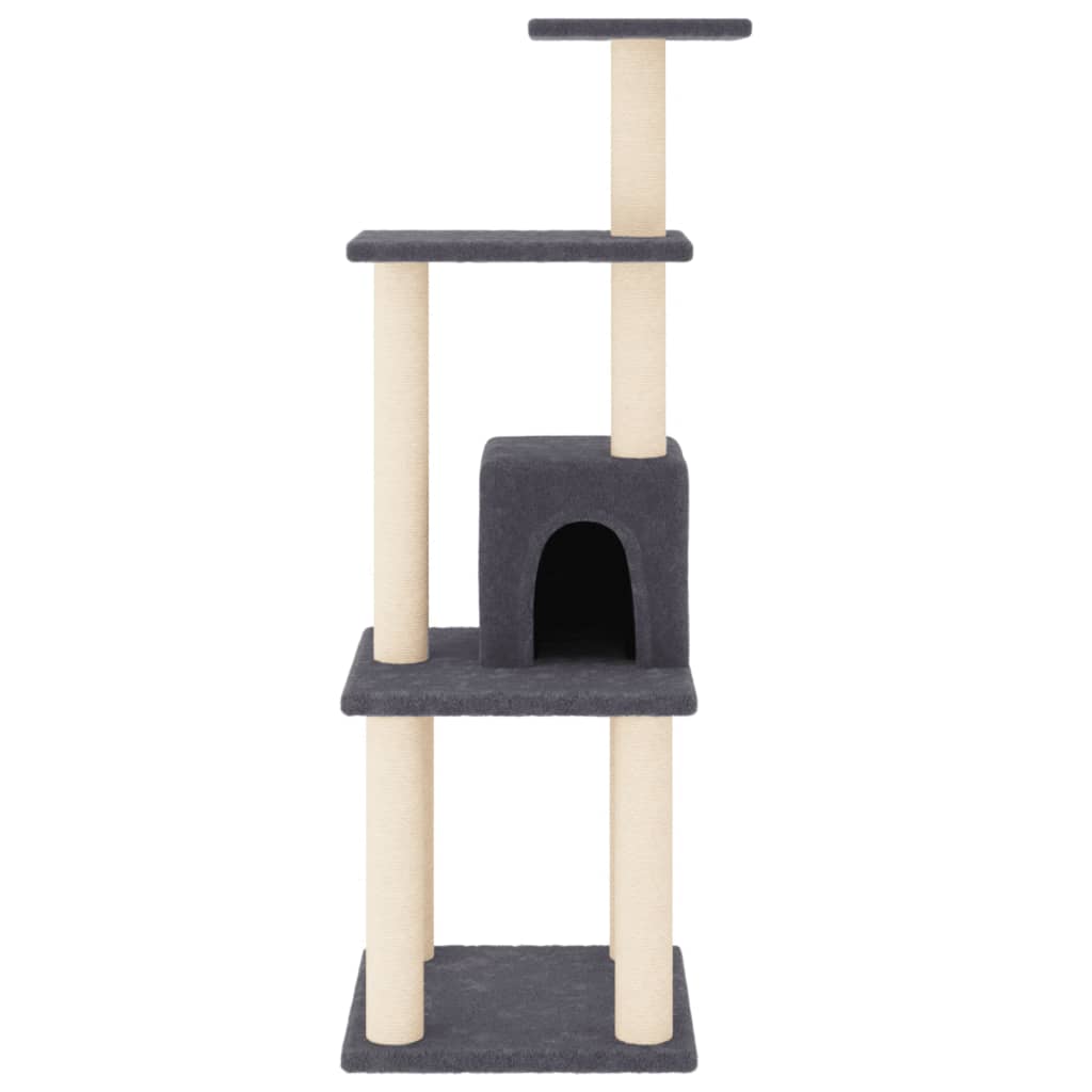 Albero per Gatti con Tiragraffi in Sisal Grigio Scuro 105 cm