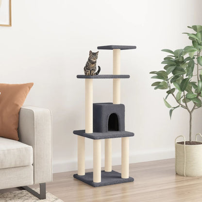 Albero per Gatti con Tiragraffi in Sisal Grigio Scuro 105 cm