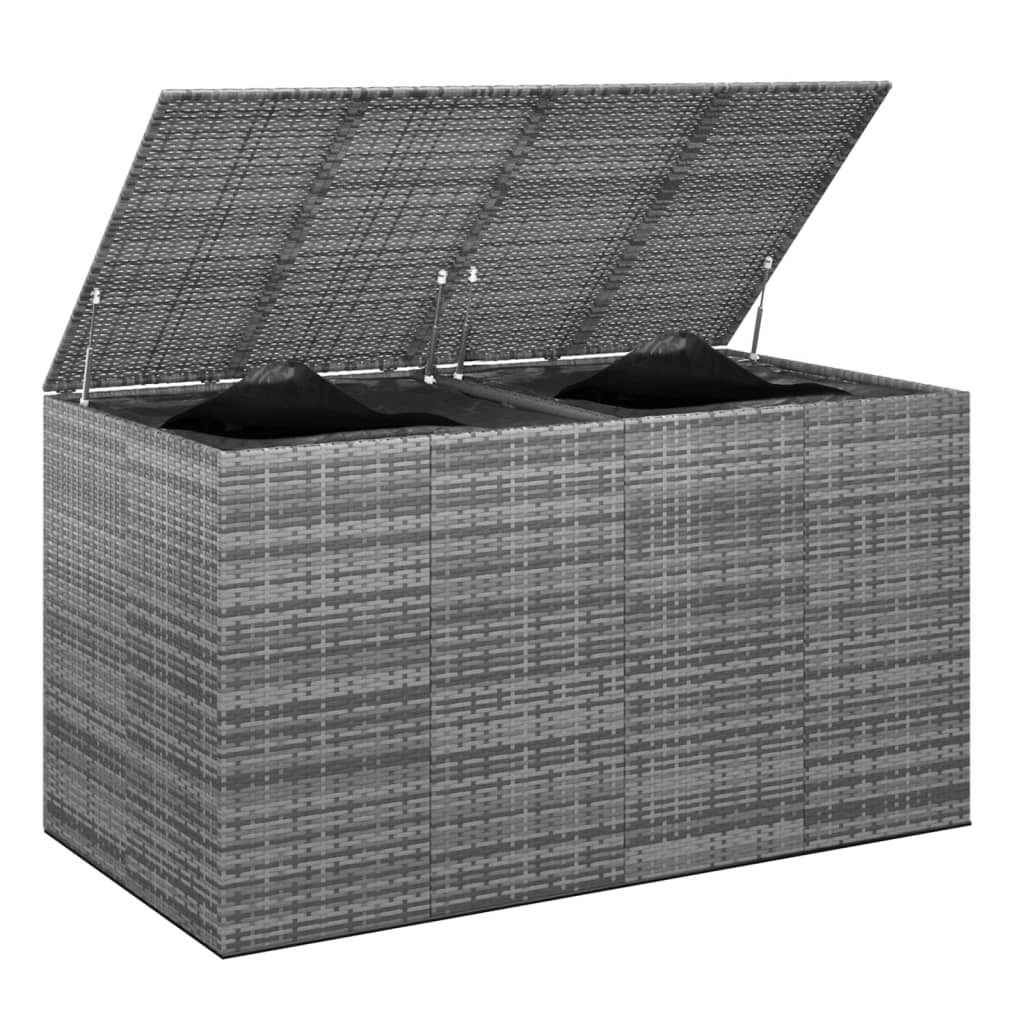 Contenitore da Giardino in Rattan PE 194x100x103 cm Grigio