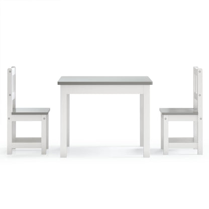 Set Tavolo e Sedie per Bambini 3 Pezzi Bianco e Grigio in MDF