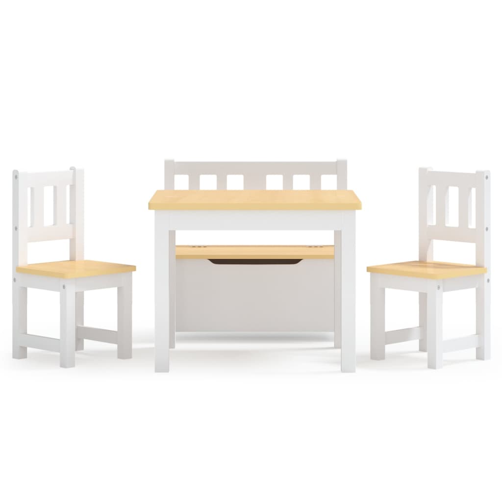 Set Tavolo e Sedie per Bambini 4 Pezzi Bianco e Beige in MDF