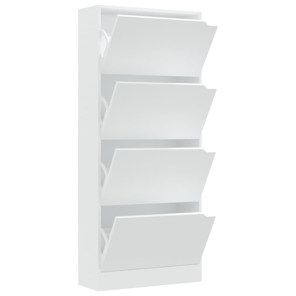 Scarpiera con 4 Ante Bianca 59x24x136 cm in Legno Multistrato