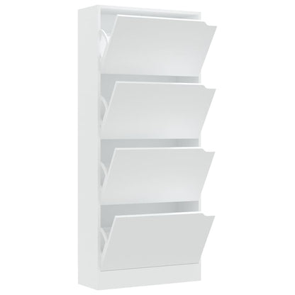 Scarpiera con 4 Ante Bianca 59x24x136 cm in Legno Multistrato