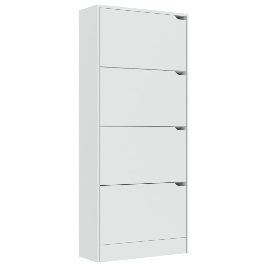 Scarpiera con 4 Ante Bianca 59x24x136 cm in Legno Multistrato