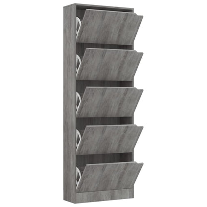 Scarpiera con 5 Ante Cemento 59x24x167 cm in Legno Multistrato