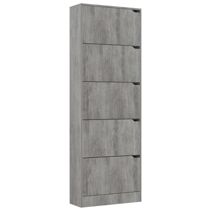 Scarpiera con 5 Ante Cemento 59x24x167 cm in Legno Multistrato