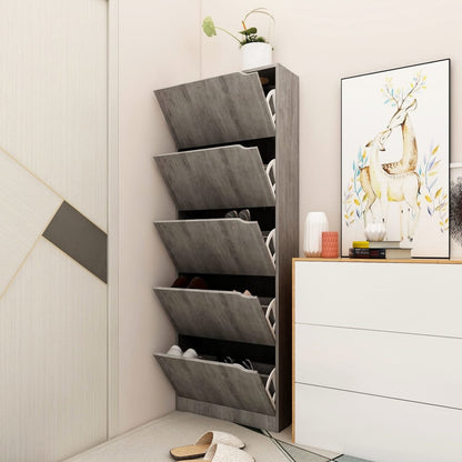Scarpiera con 5 Ante Cemento 59x24x167 cm in Legno Multistrato