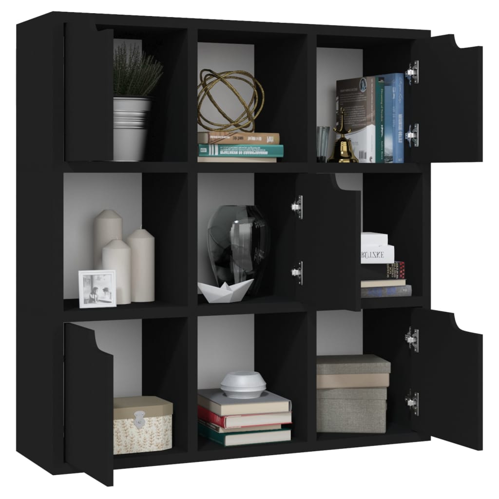 Libreria Nera 88,5x27,5x88 cm in Legno Multistrato