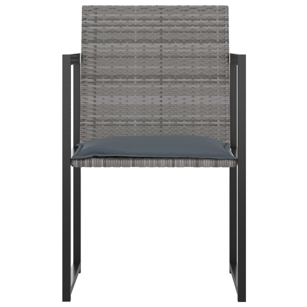 Set da Pranzo da Esterno 5 pz con Cuscini in Polyrattan Grigio