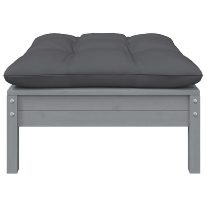 Sgabello da Giardino Antracite con Cuscino Grigio Legno di Pino
