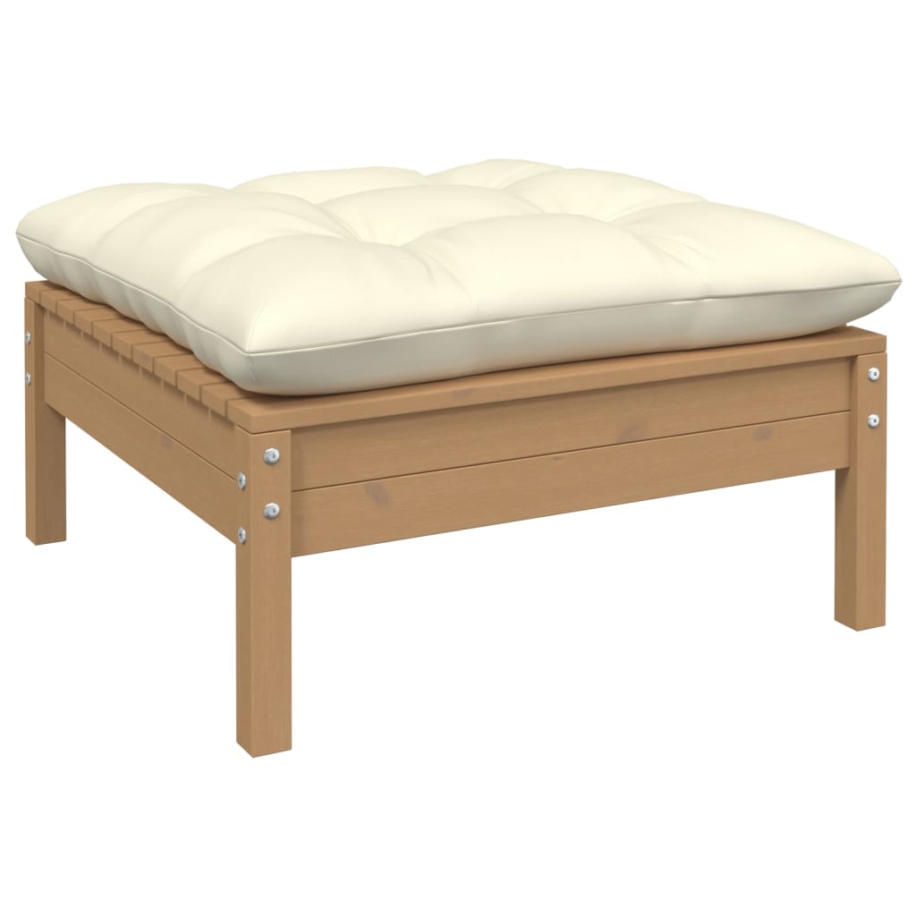 Sgabello da Giardino Ambra con Cuscino Crema in Legno di Pino