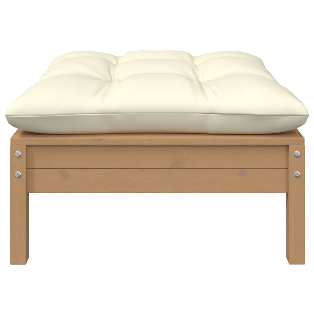 Sgabello da Giardino Ambra con Cuscino Crema in Legno di Pino