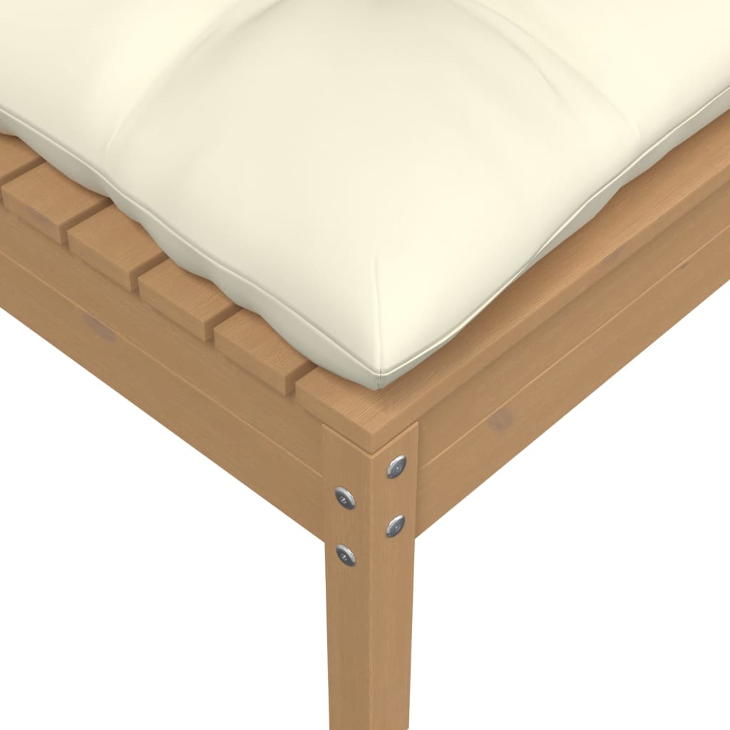 Sgabello da Giardino Ambra con Cuscino Crema in Legno di Pino